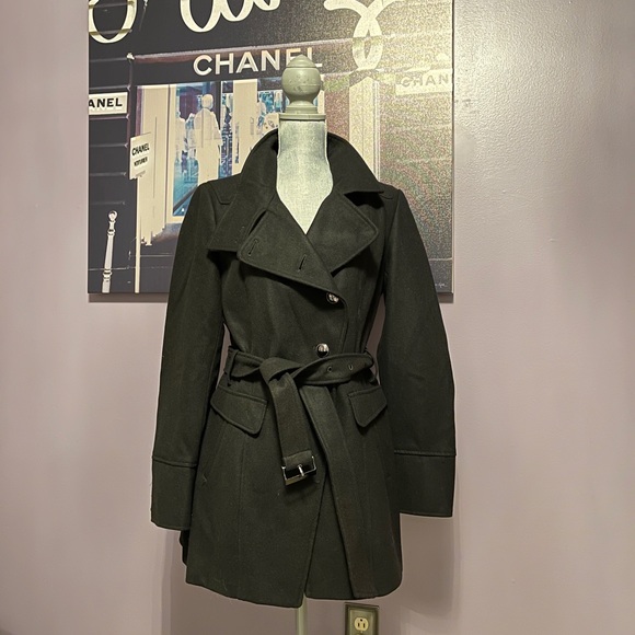 NWOT Kenneth Cole black asymmetrical wool coat - Picture 5 of 8